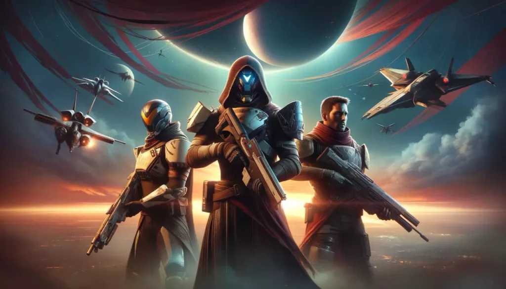 Несколько героев игры Destiny 2 на обложке